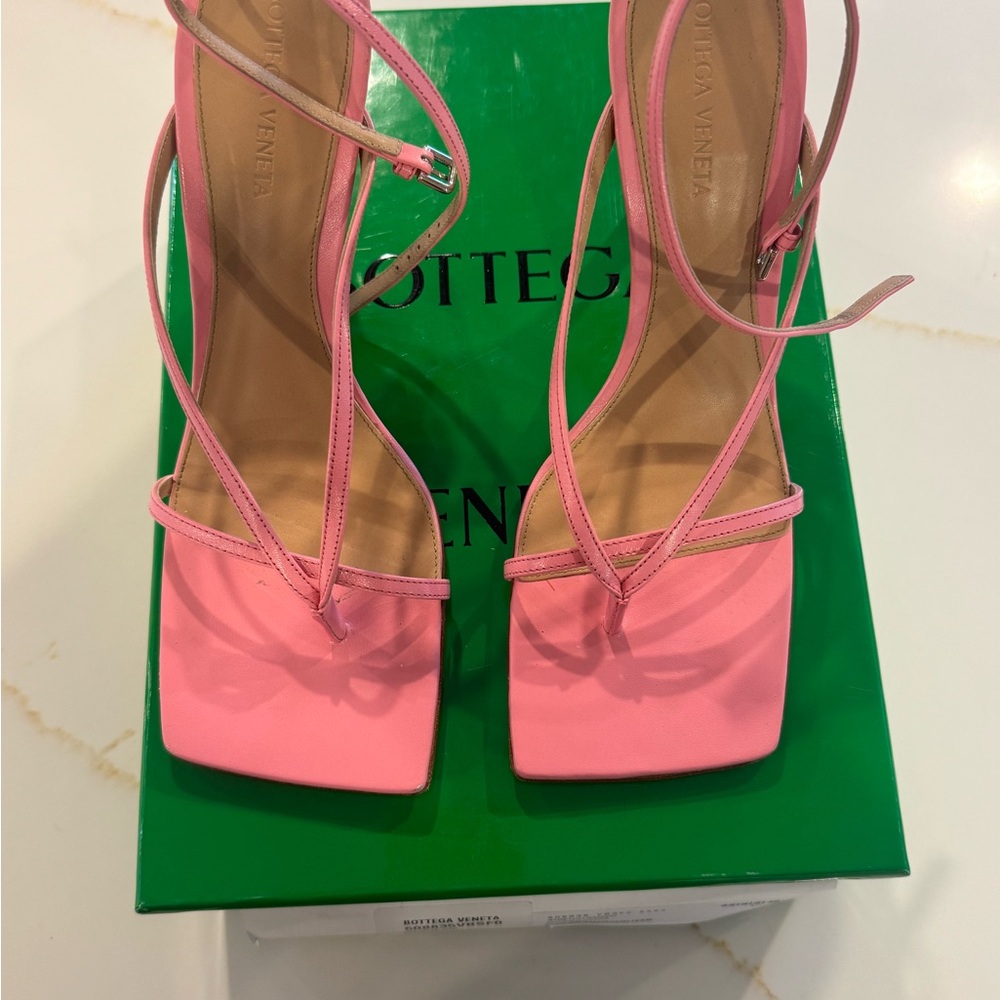 Bottega Veneta Pink Square-Toe Heels
